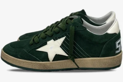 Star Green Suede with White Leather