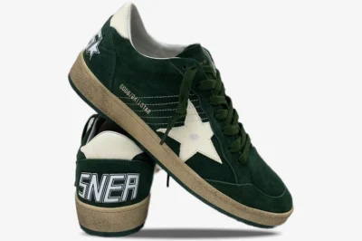 Star Green Suede with White Leather